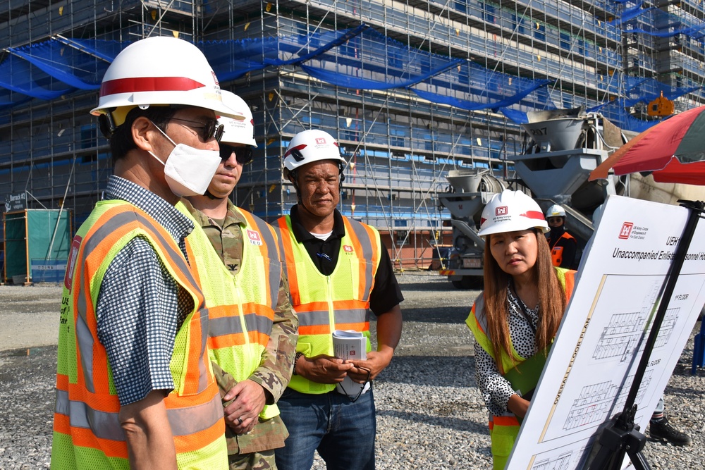 Army engineers place concrete for future barracks on Camp Humphreys, South Korea