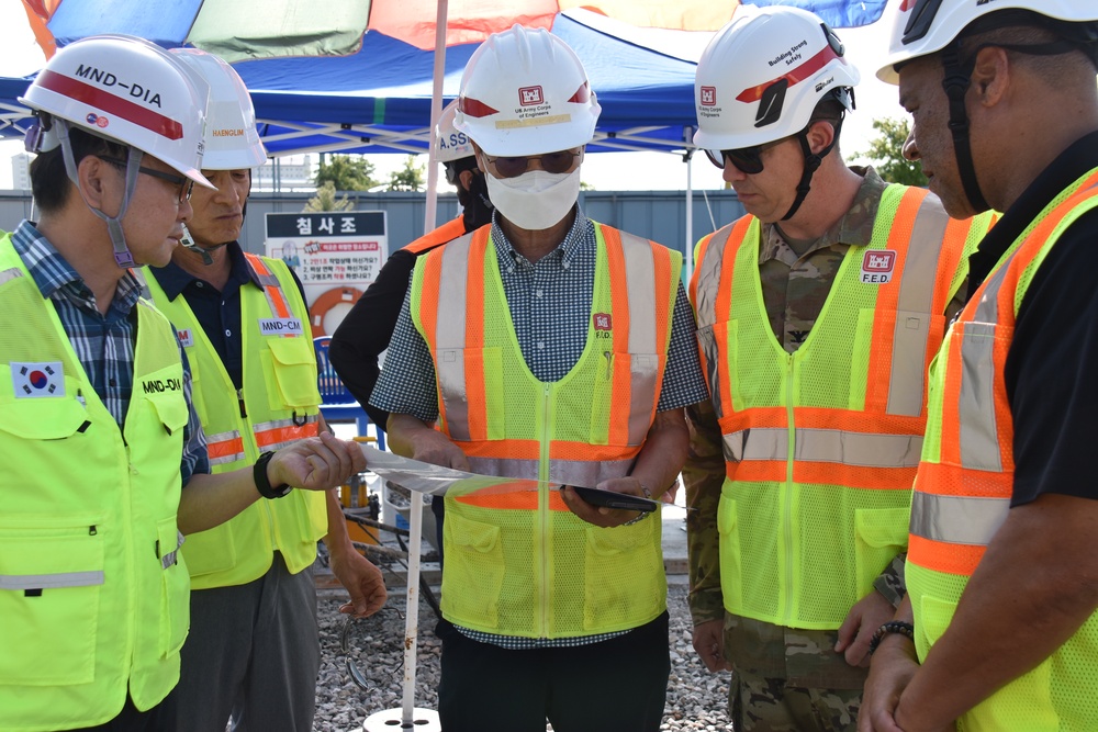 Army engineers place concrete for future barracks on Camp Humphreys, South Korea