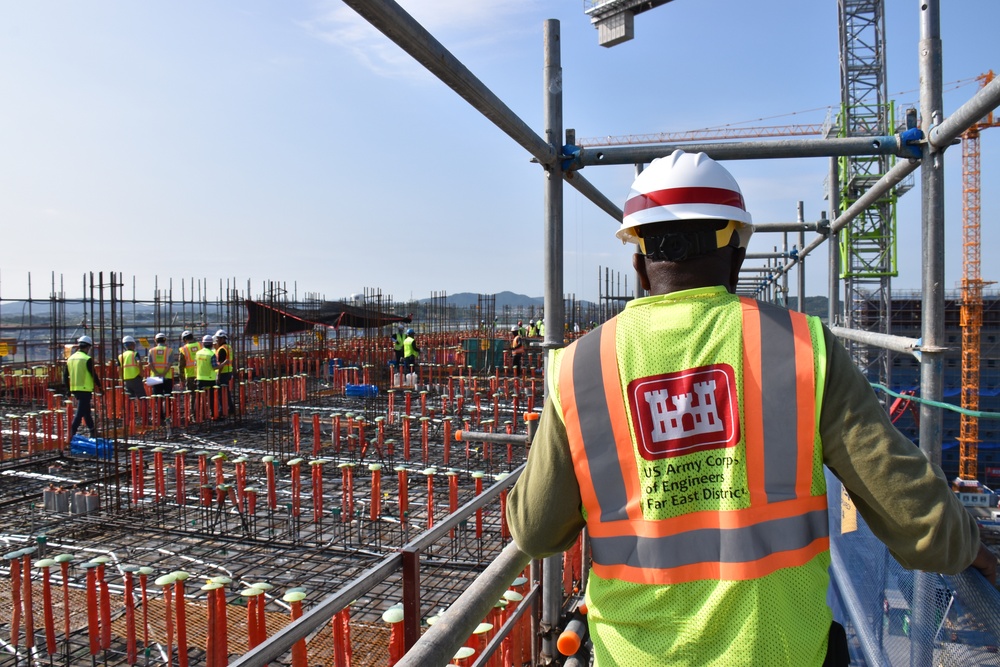 Army engineers place concrete for future barracks on Camp Humphreys, South Korea