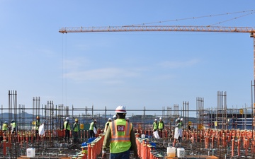 Army engineers place concrete for future barracks on Camp Humphreys, South Korea