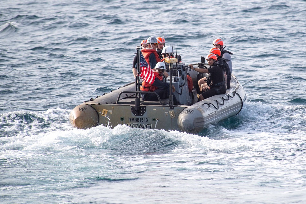 USS Daniel Inouye conducts small-boat operations