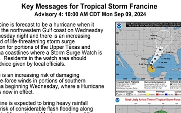 National Hurricane Center Tropical Storm Francine Graphic 09 September 2024