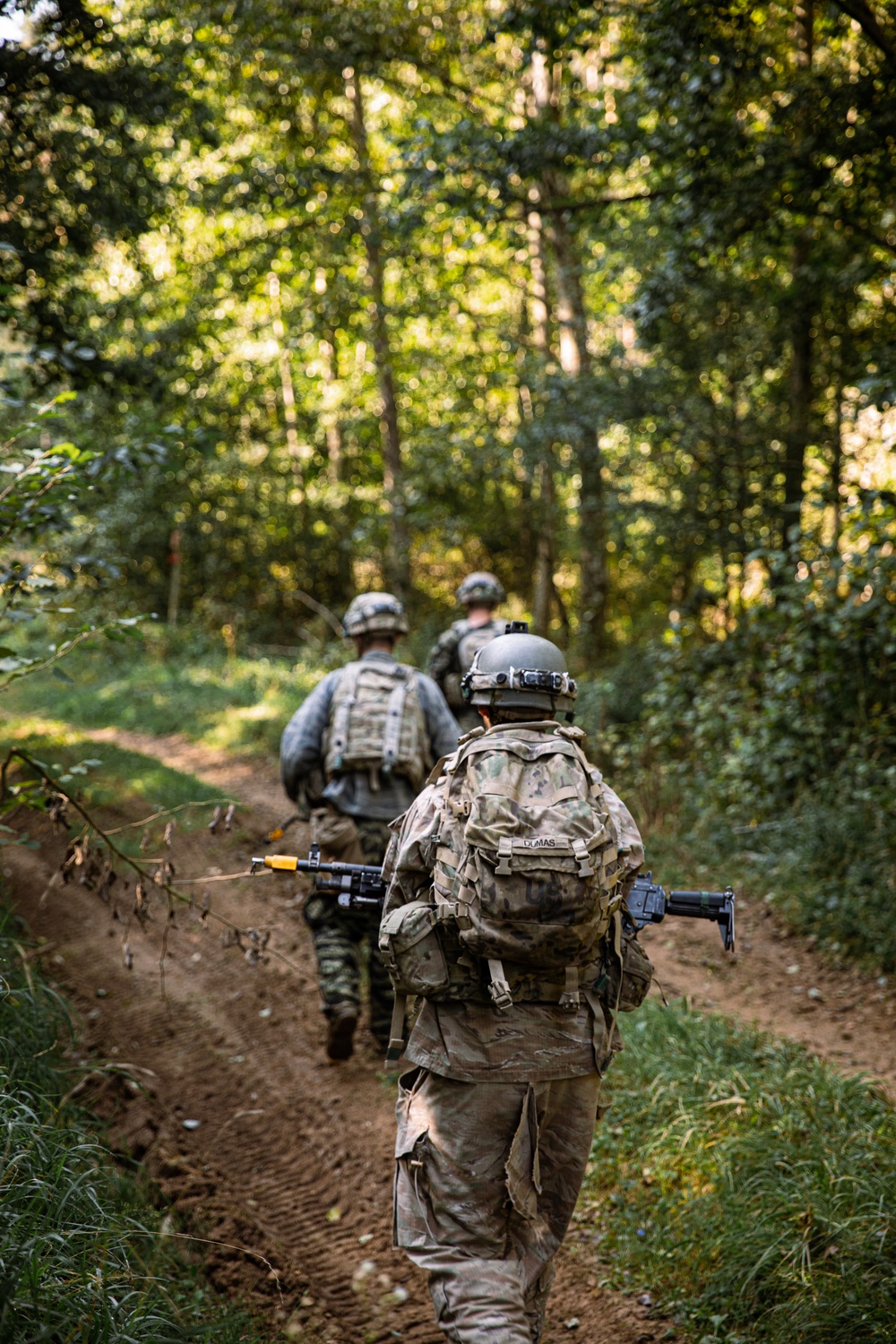 Opposing forces patrol during Saber Junction exercise