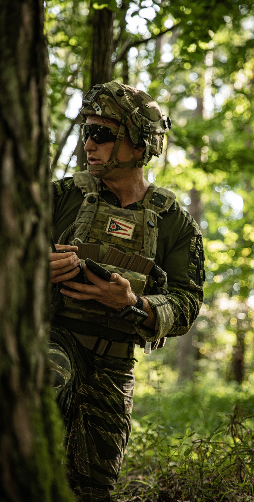 Opposing forces patrol during Saber Junction exercise