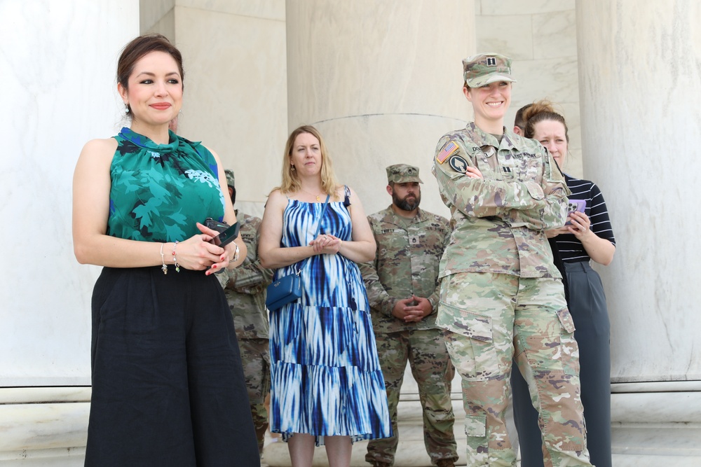 Officer promoted on the steps of Jefferson Memorial