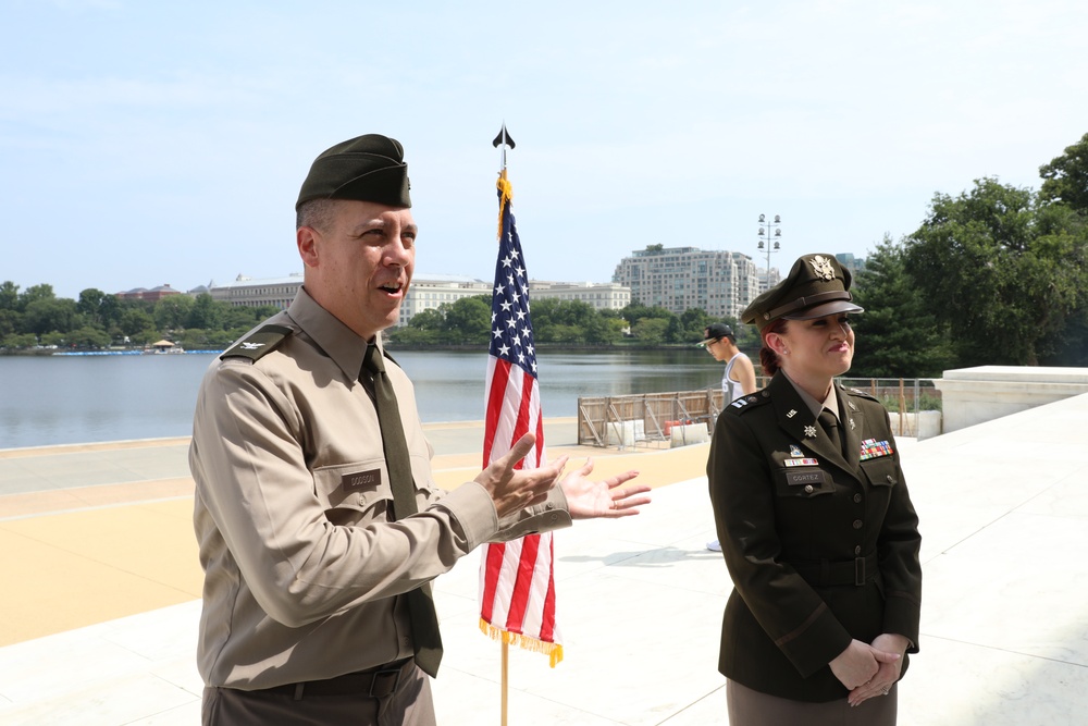 Officer promoted on the steps of Jefferson Memorial