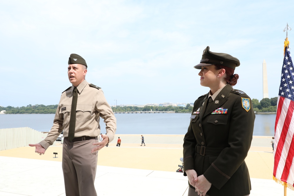 Officer promoted on the steps of Jefferson Memorial