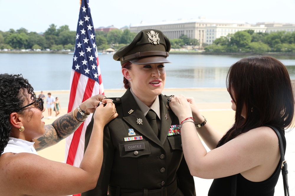 Officer promoted on the steps of Jefferson Memorial