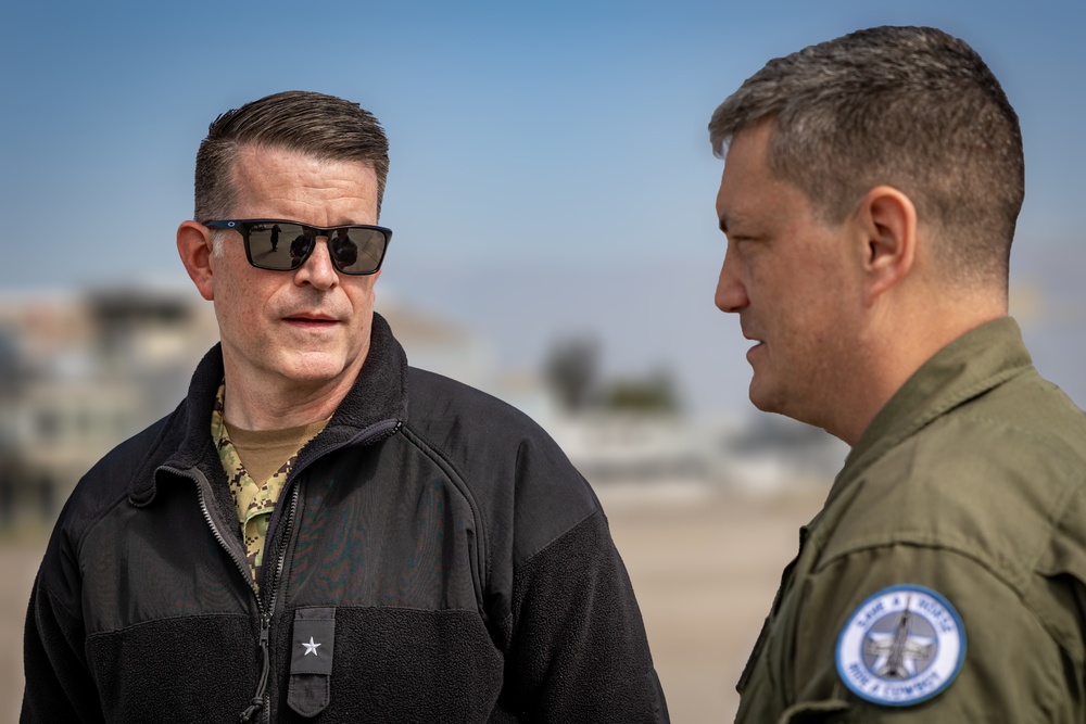 U.S. Navy Rear Adm. Lofgren observes flight operations during UNITAS LXV