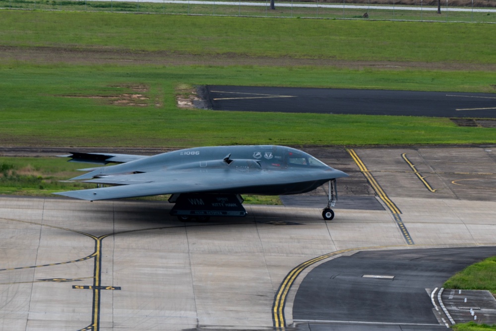 B-2 Spirt takes off and lands at RAAF Amberley, Australia during BTF mission