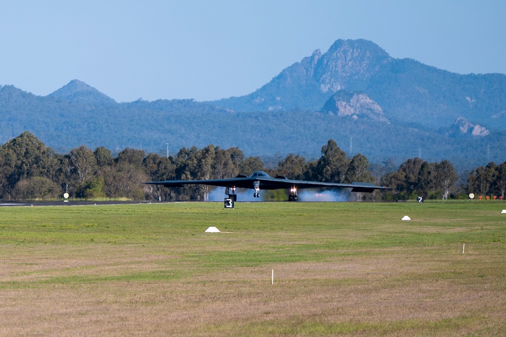 B-2 Spirt takes off and lands at RAAF Amberley, Australia during BTF mission