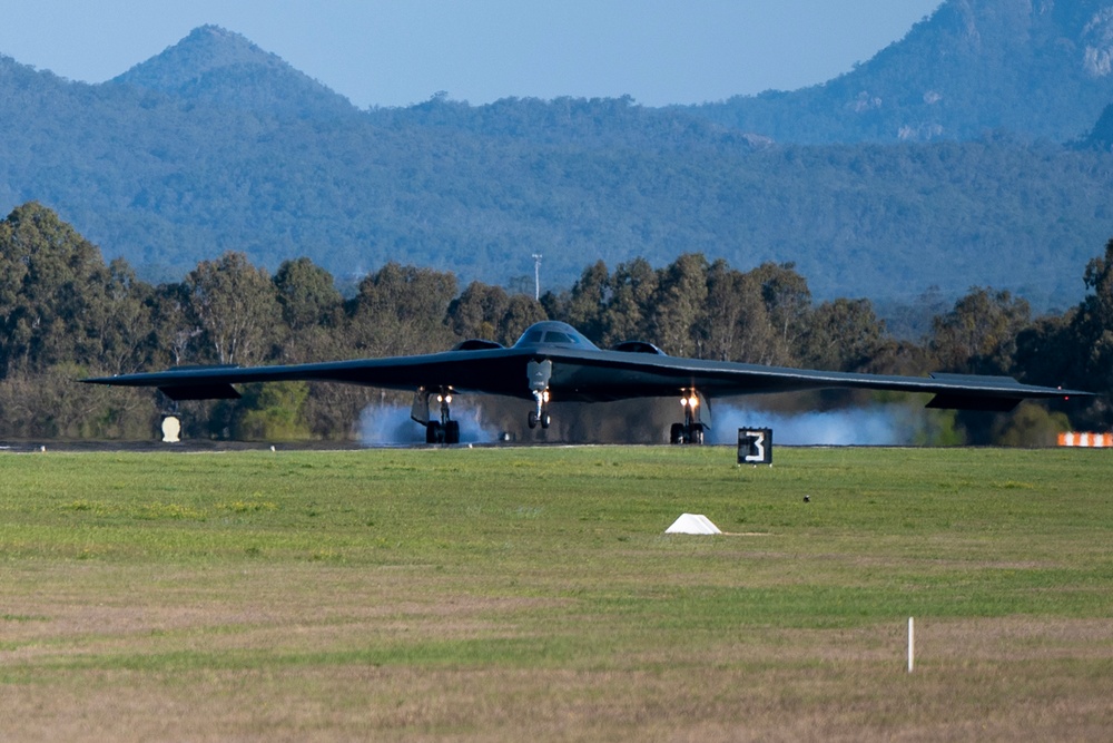 B-2 Spirt takes off and lands at RAAF Amberley, Australia during BTF mission