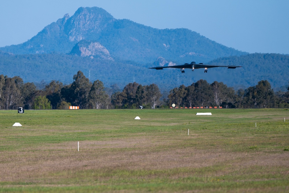 B-2 Spirt takes off and lands at RAAF Amberley, Australia during BTF mission