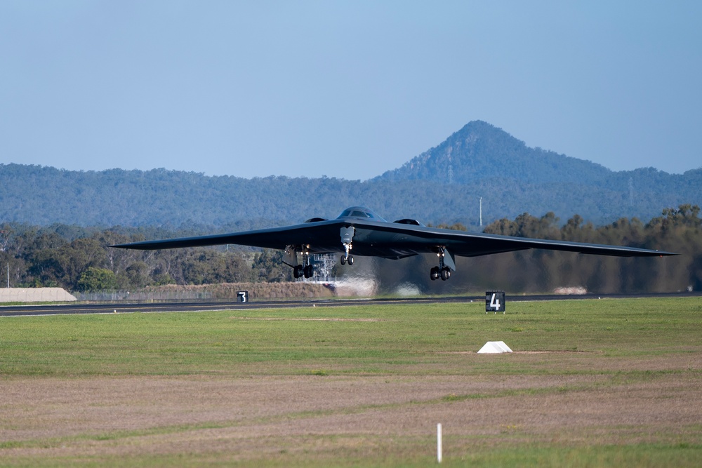 B-2 Spirt takes off and lands at RAAF Amberley, Australia during BTF mission