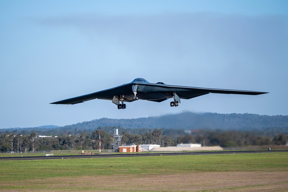 B-2 Spirt takes off and lands at RAAF Amberley, Australia during BTF mission