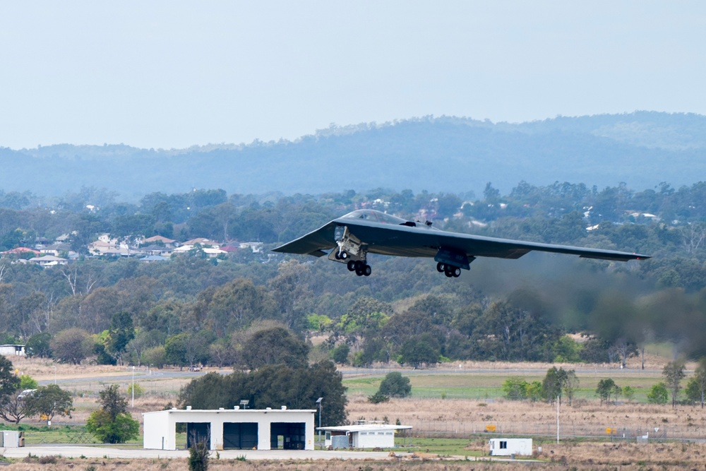 B-2 Spirt takes off and lands at RAAF Amberley, Australia during BTF mission