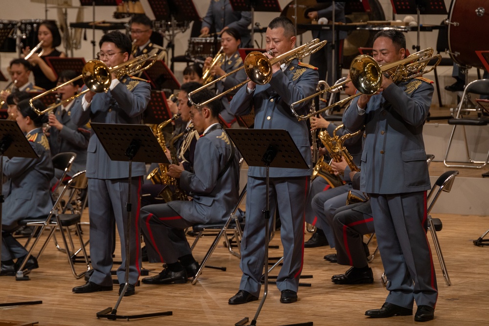 III Marine Expeditionary Force Band, Japan Ground Self-Defense Force’s Band preform at the 27th Annual Combined Band Concert