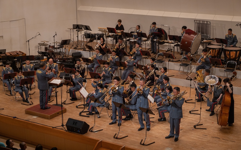 III Marine Expeditionary Force Band, Japan Ground Self-Defense Force’s Band preform at the 27th Annual Combined Band Concert