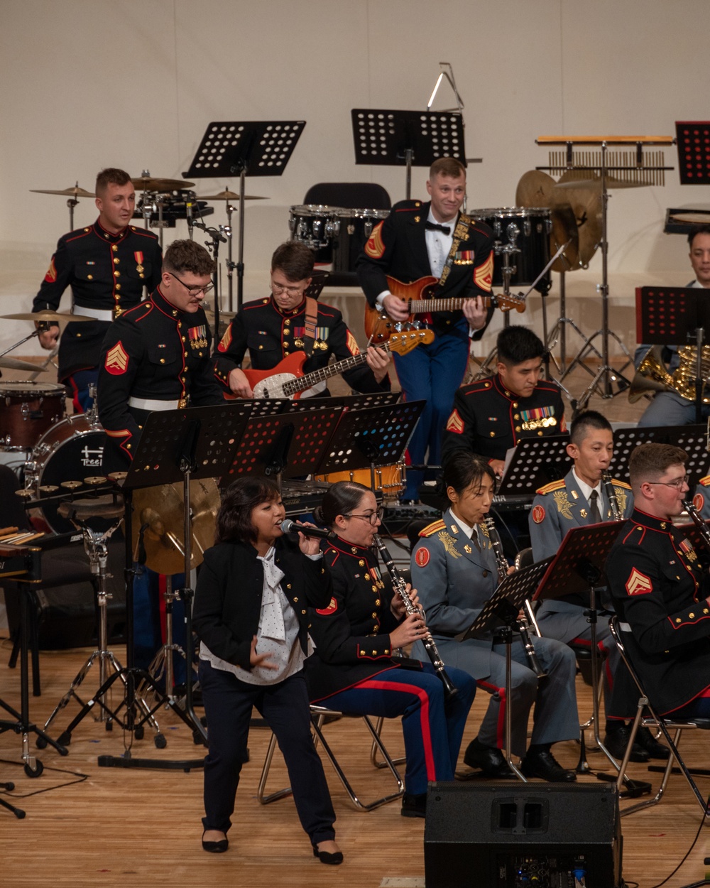 III Marine Expeditionary Force Band, Japan Ground Self-Defense Force’s Band preform at the 27th Annual Combined Band Concert