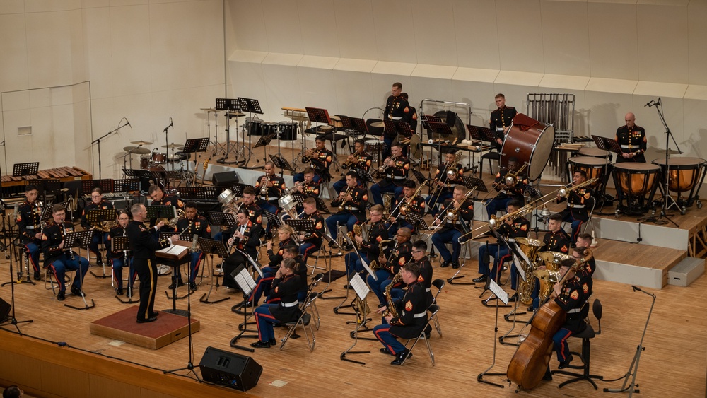 III Marine Expeditionary Force Band, Japan Ground Self-Defense Force’s Band preform at the 27th Annual Combined Band Concert