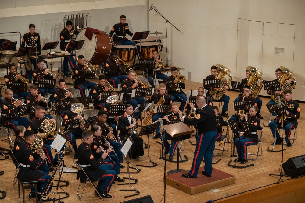 III Marine Expeditionary Force Band, Japan Ground Self-Defense Force’s Band preform at the 27th Annual Combined Band Concert