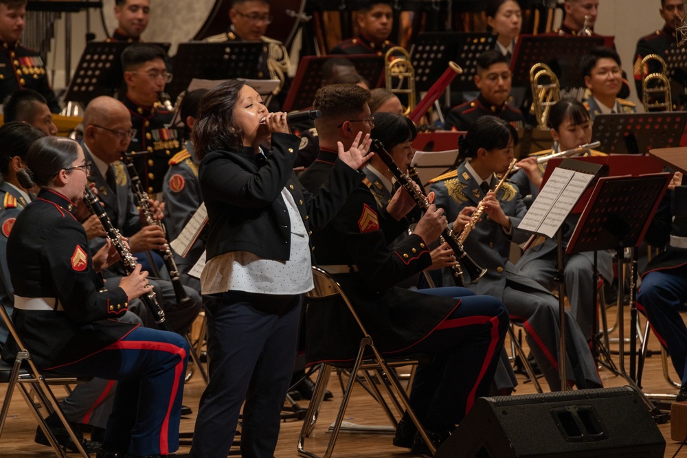 III Marine Expeditionary Force Band, Japan Ground Self-Defense Force’s Band preform at the 27th Annual Combined Band Concert