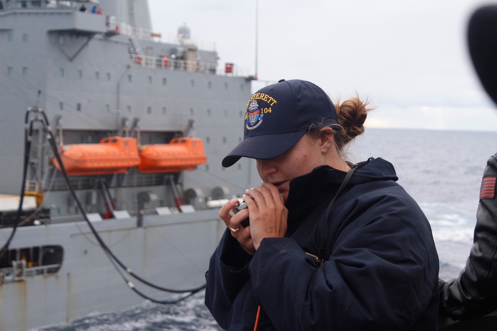 USS STERETT Replenishment at Sea with USNS Pecos