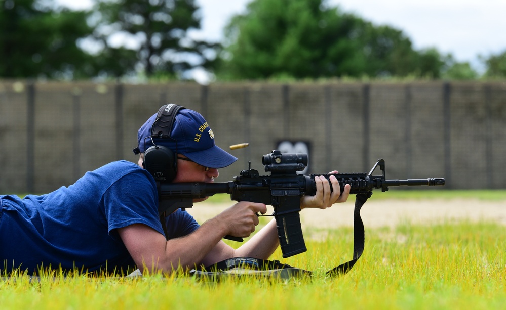 Coast Guard Station Boston crewmembers perform firearm training