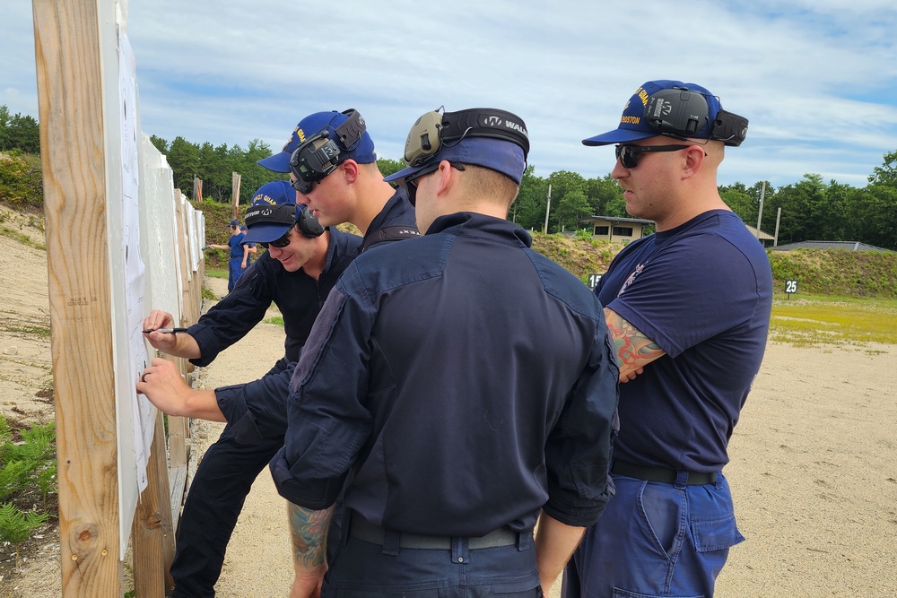 Coast Guard Station Boston crewmembers perform firearm training