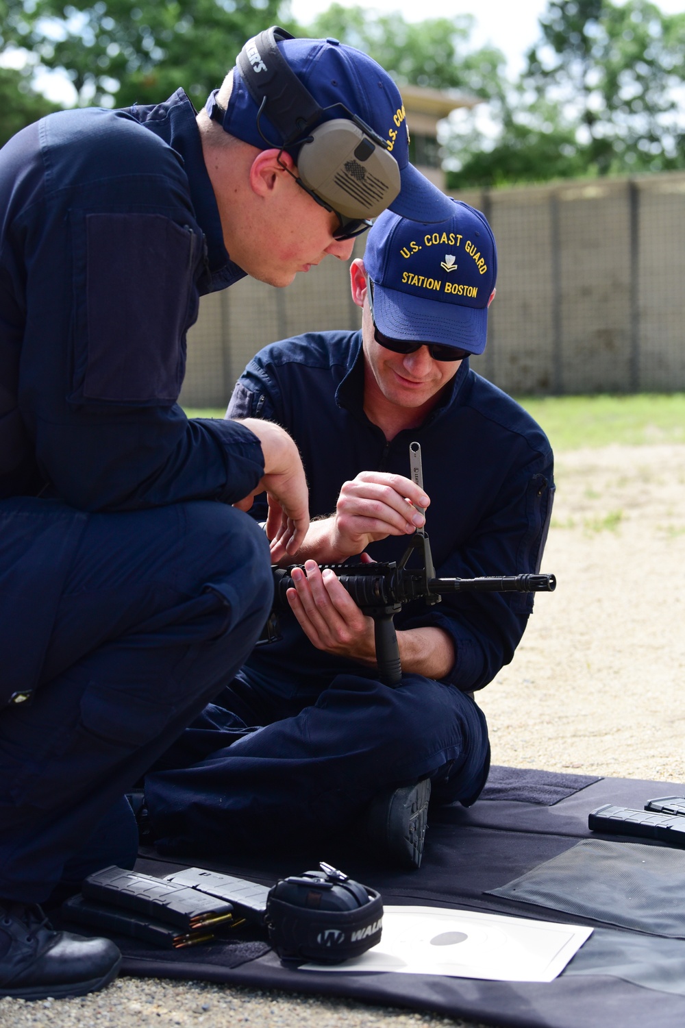 Coast Guard Station Boston crewmembers perform firearm training