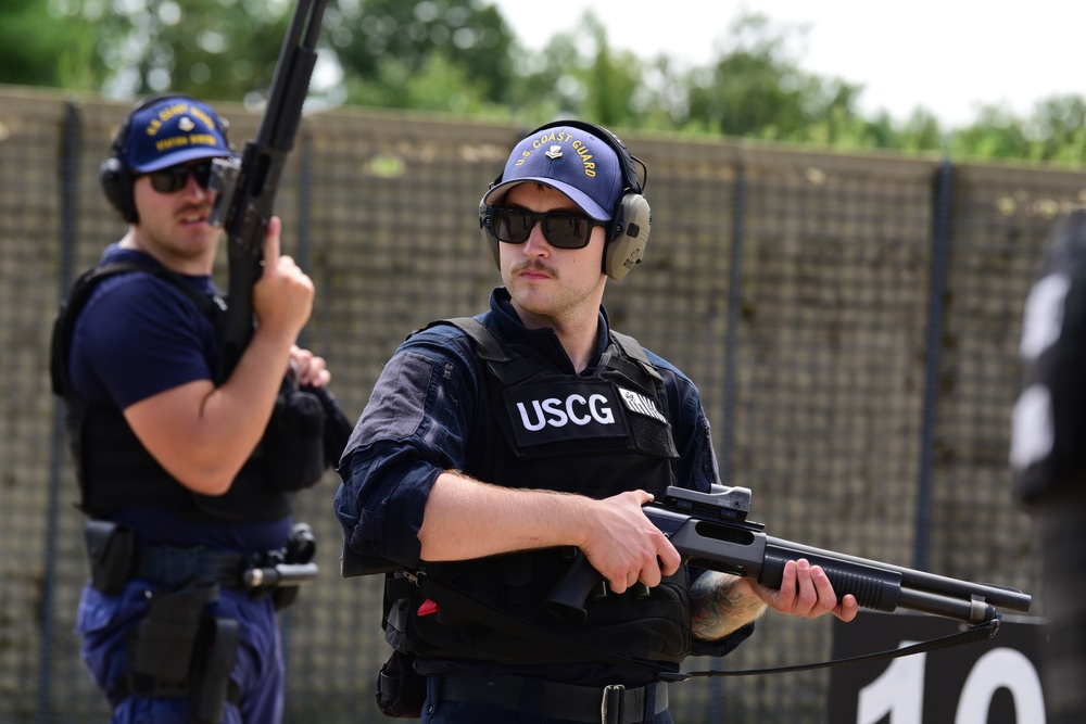 Coast Guard Station Boston crewmembers perform firearm training