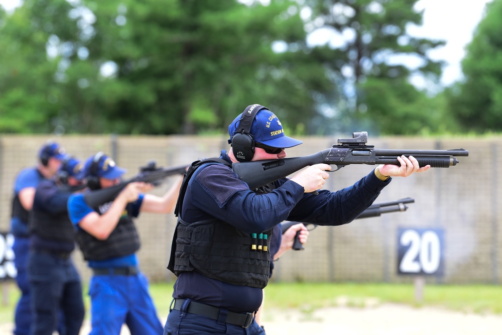 Coast Guard Station Boston crewmembers perform firearm training