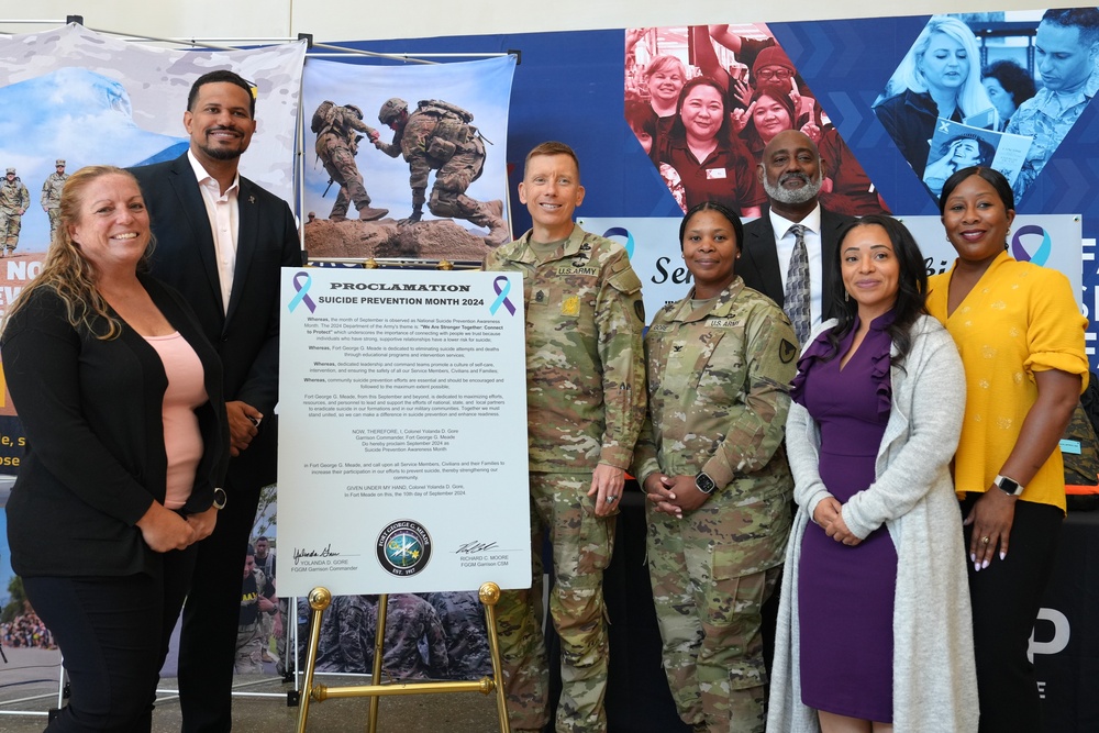 Fort Meade Garrison Command Team Signs Proclamation on World Suicide Prevention Day