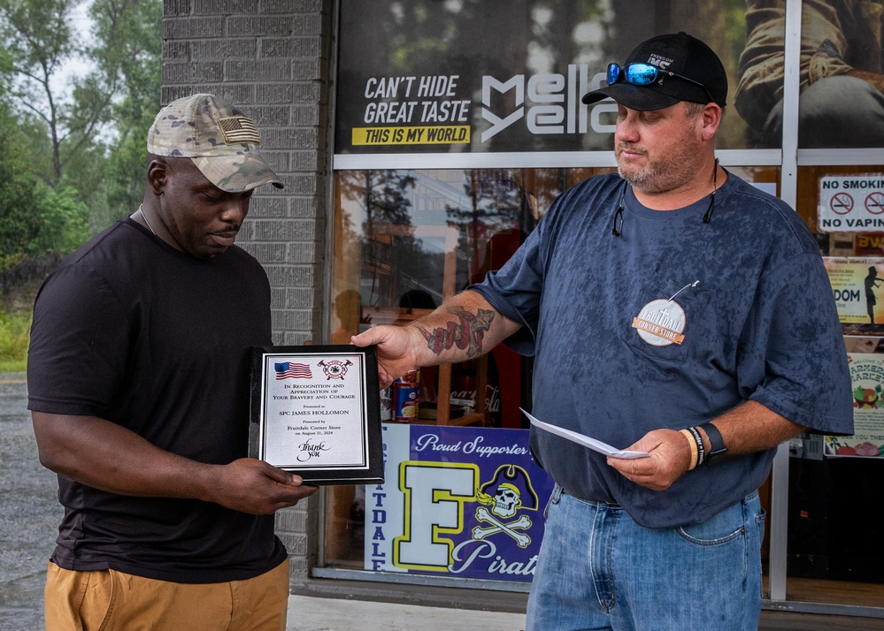 Alabama National Guard soldier honored for saving a local gas station