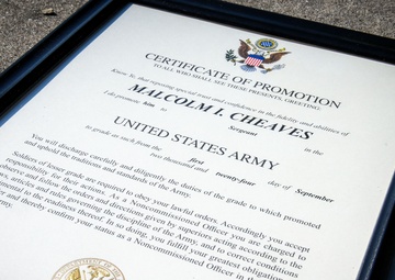 1st TSC Soldier promotes to sergeant