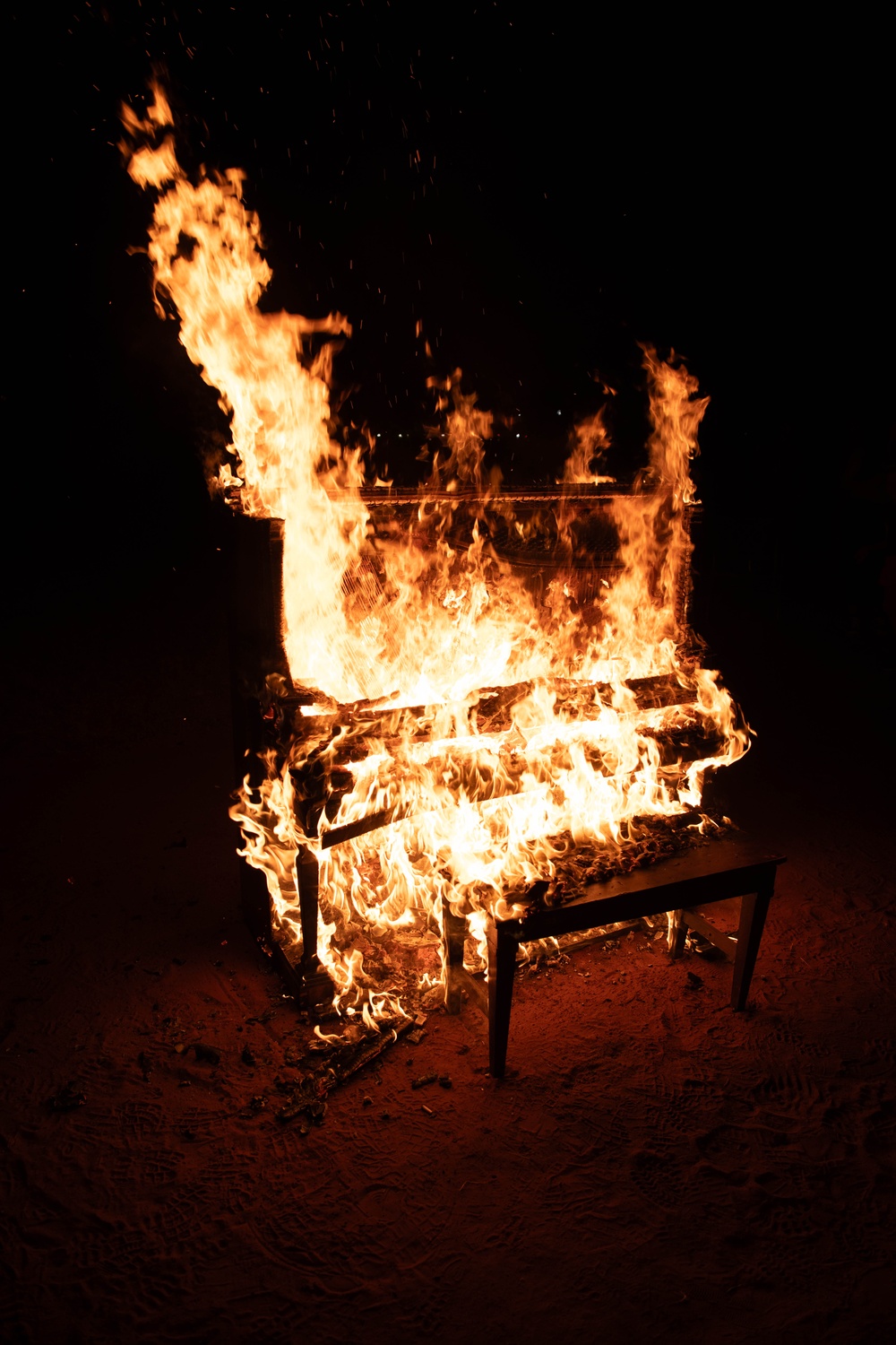 Cannon AFB holds piano burning ceremony