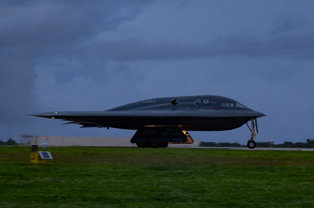 B-2 Spirit refuels at Andersen Air Force Base