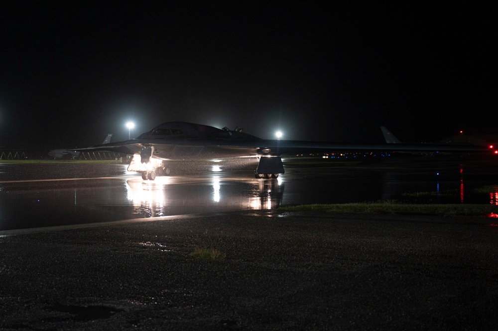 B-2 Spirit refuels at Andersen Air Force Base