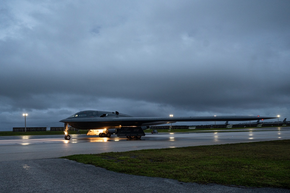 B-2 Spirit refuels at Andersen Air Force Base