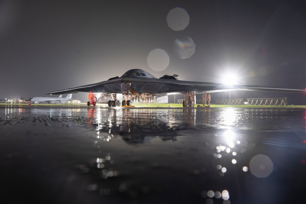 B-2 Spirit refuels at Andersen Air Force Base