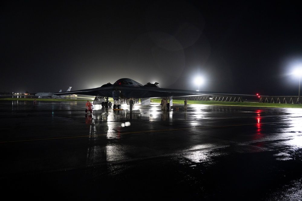 B-2 Spirit refuels at Andersen Air Force Base
