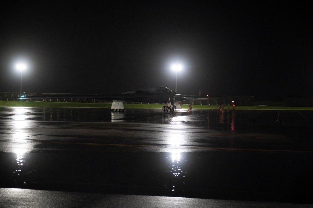B-2 Spirit refuels at Andersen Air Force Base
