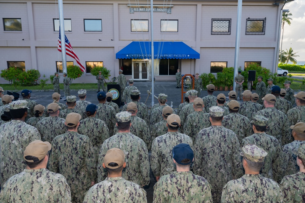 Sailors assigned to Diego Garcia hold a 9/11 Remembrance Ceremony