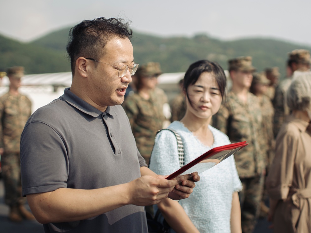 15th MEU Marine promoted on deployment by her Korean family