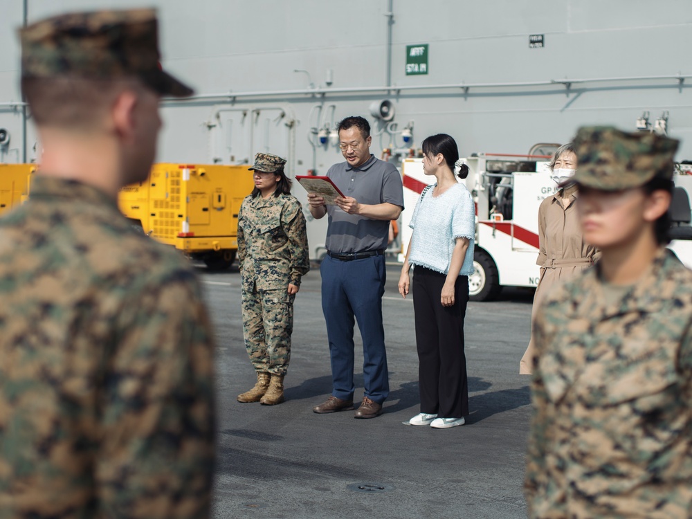 15th MEU Marine promoted on deployment by her Korean family