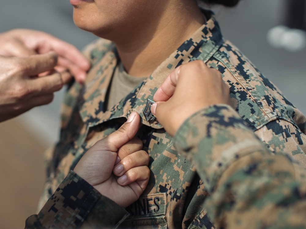 15th MEU Marine promoted on deployment by her Korean family