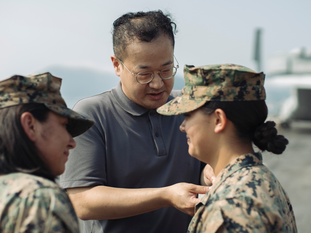 15th MEU Marine promoted on deployment by her Korean family