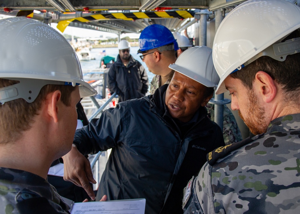 USS Emory S. Land Sailors Conduct Maintenance On USS Hawaii