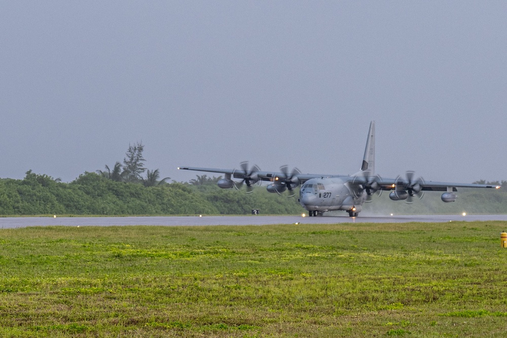 USMC KC-130J Super Hercules lands in Diego Garcia