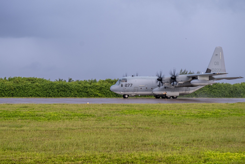 USMC KC-130J Super Hercules lands in Diego Garcia